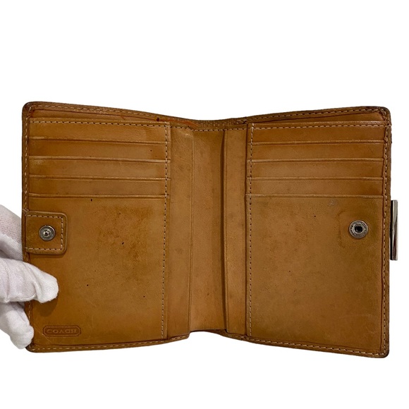 COACH brown KISSLOCK WALLET  - leather - fabric - monogram pattern - unisex - Picture 5 of 17